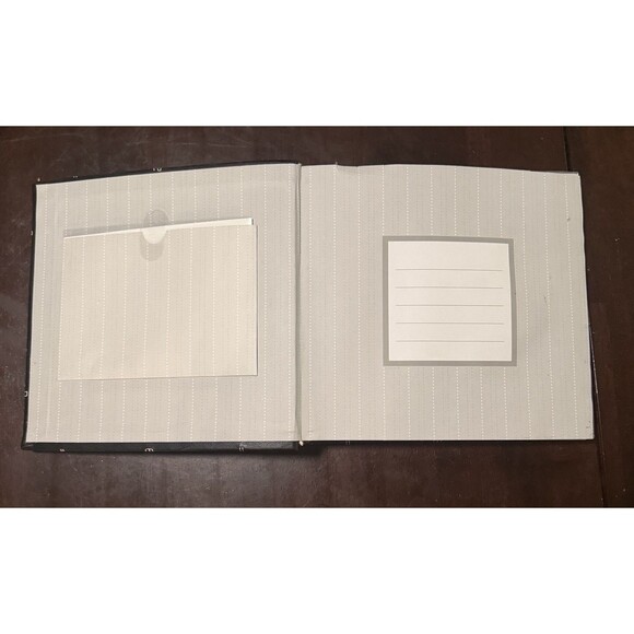 NWT Black Faux Leather White Stitching Pocket Photo Album Notes Spaces Fetco - Picture 4 of 6